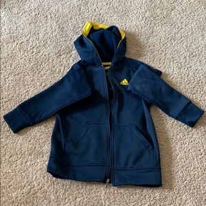 Adidas yellow and dark blue zip up hoodie YM